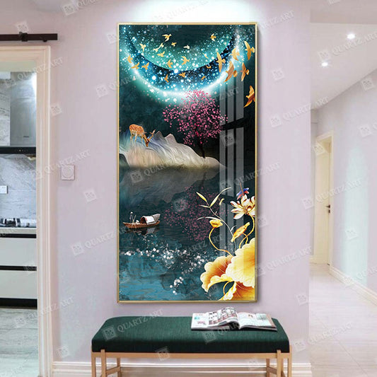 Quartz Art - Peaceful Night Scenery Wall Art Crystal Diamond