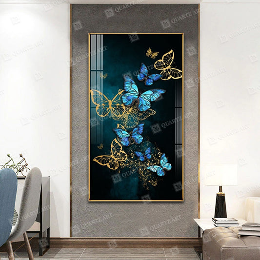 Blue Butterflies Wall Art Crystal Diamond