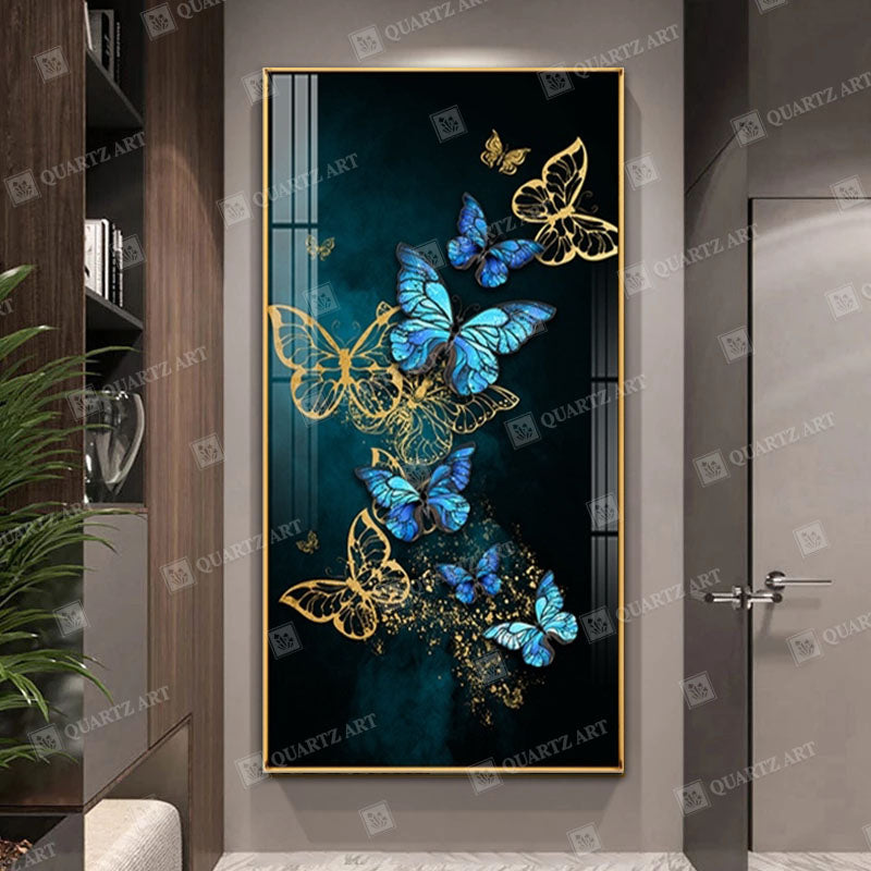 Blue Butterflies Wall Art Crystal Diamond