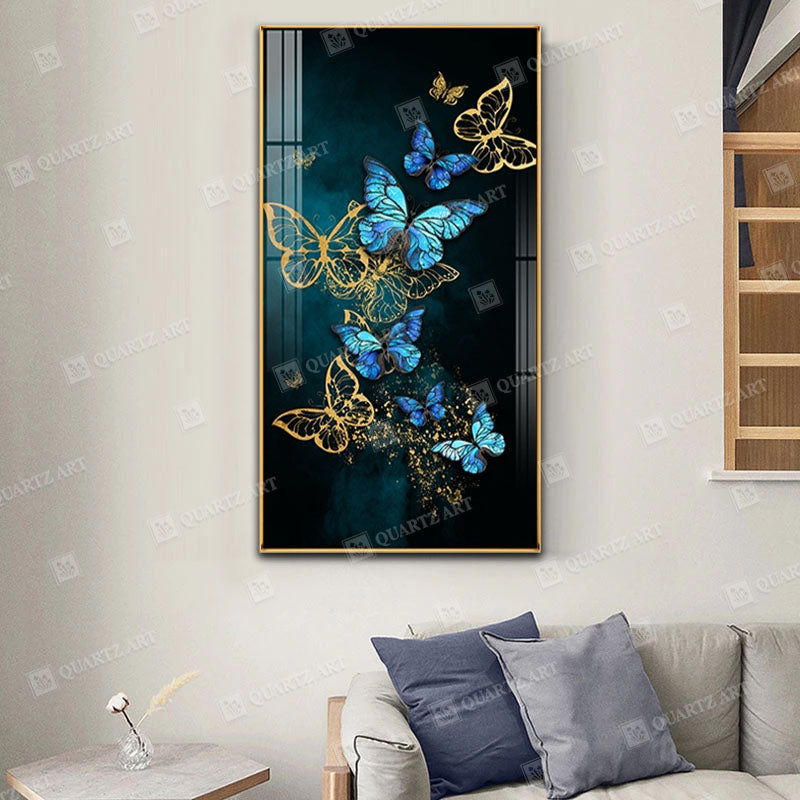 Blue Butterflies Wall Art Crystal Diamond