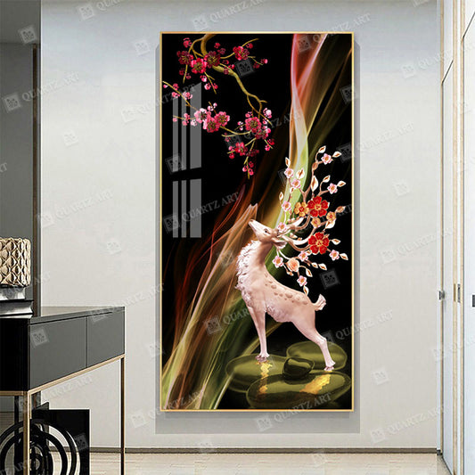 Cherry Blossom & Deer Wall Art Crystal Diamond