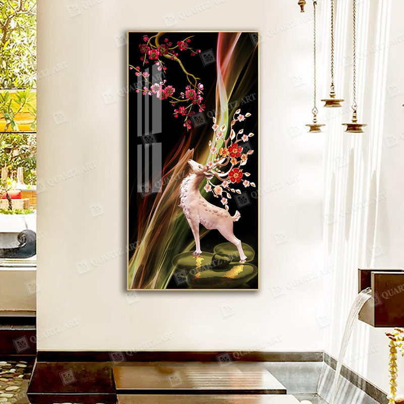 Cherry Blossom & Deer Wall Art Crystal Diamond