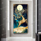 Golden Deer Full Moon Wall Art Crystal Diamond