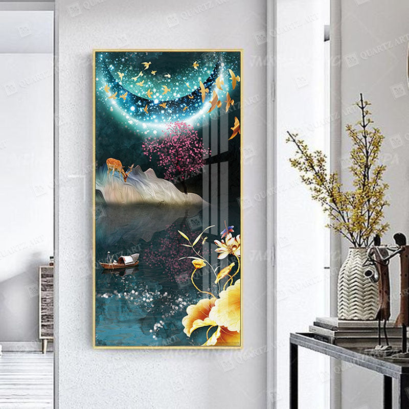 Peaceful Night Scenery Wall Art Crystal Diamond