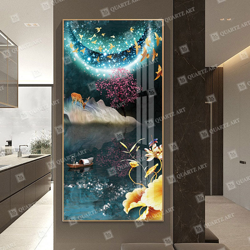 Peaceful Night Scenery Wall Art Crystal Diamond