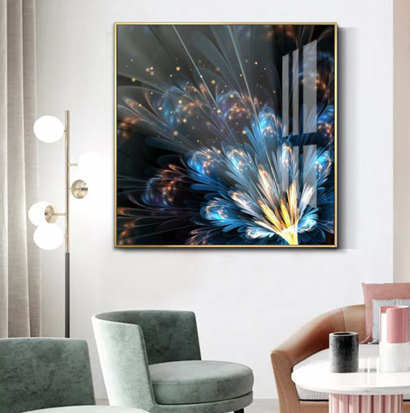 Radiant Blue Flower Wall Art Crystal Diamond