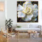 White Rose Flower Wall Art Crystal Diamond